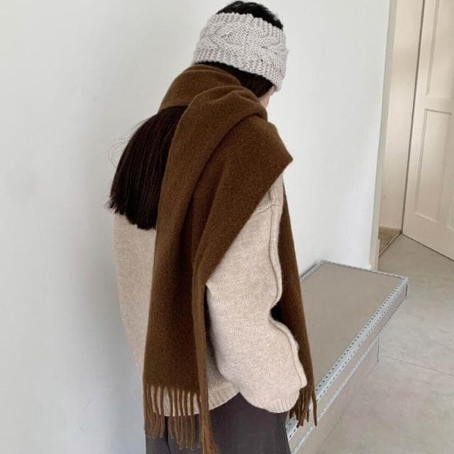 圍巾女羊毛混紡圍巾秋冬保暖純色百搭韓版時尚高級感流蘇梭織圍脖保暖披肩圍巾質感圍巾冷氣披肩空調百搭保暖圍脖防風圍脖韓版圍巾