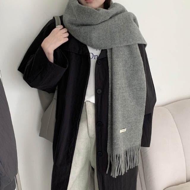 圍巾女羊毛混紡圍巾秋冬保暖純色百搭韓版時尚高級感流蘇梭織圍脖保暖披肩圍巾質感圍巾冷氣披肩空調百搭保暖圍脖防風圍脖韓版圍巾