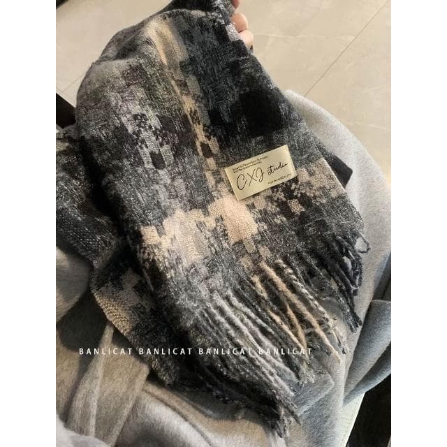 圍巾女氛圍感格子圍巾女冬季流蘇保暖加厚長款氣質披肩情侶圍脖保暖披肩圍巾質感圍巾冷氣披肩空調百搭保暖圍脖防風圍脖韓版圍巾