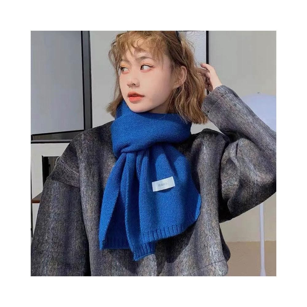 圍巾女ins純色毛線針織圍巾女秋冬新款百搭學生情侶保暖小圍脖保暖披肩圍巾質感圍巾冷氣披肩空調百搭保暖圍脖防風圍脖韓版圍巾