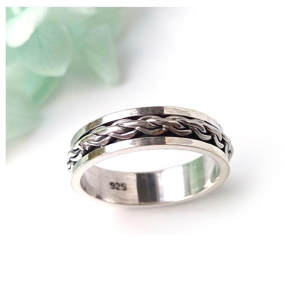 【KATE】銀飾 古典麻花轉運純銀戒指 轉運戒指 編織戒指 個性款銀戒 國際圍#13#15 生日禮物 情人禮物