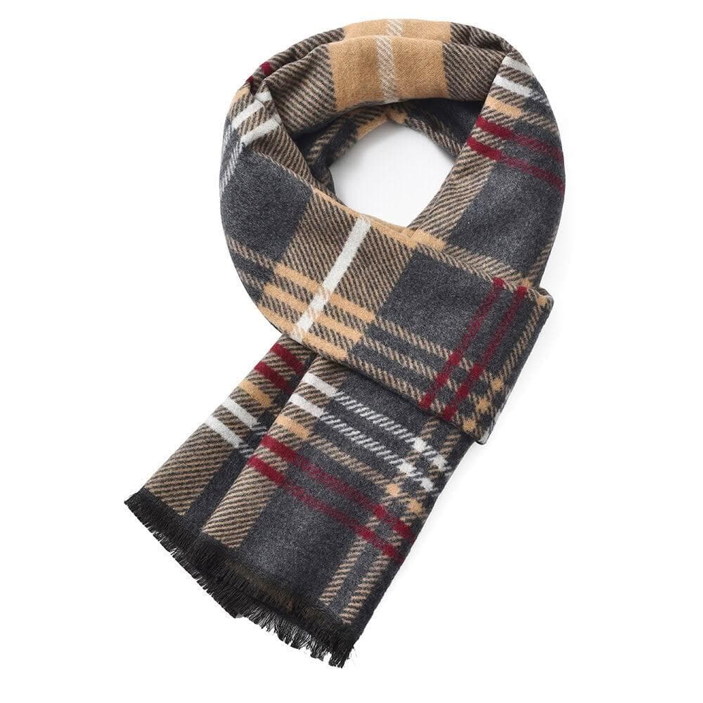 圍巾男羊毛圍巾男秋冬新款格子條紋百搭簡約加厚保暖圍脖韓版戶外防寒圍脖男士時尚保暖質感親膚圍巾圍脖防風圍脖披肩男士針織圍巾