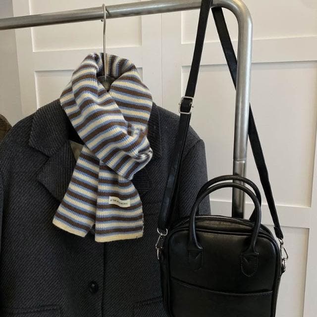 圍巾女新款條紋針織圍巾女冬季高級感百搭可愛毛線圍脖男護頸保暖保暖披肩圍巾質感圍巾冷氣披肩空調百搭保暖圍脖防風圍脖韓版圍巾