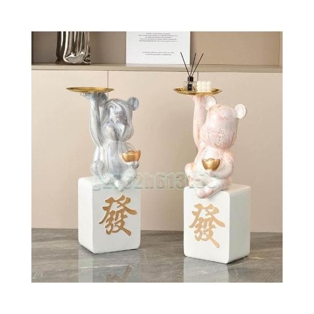 招財卡通擺件 暴力熊托盤 落地大擺件 客廳茶几 家居電視櫃 開業禮物 喬遷裝飾禮品 樹脂電視櫃 客廳茶几桌子