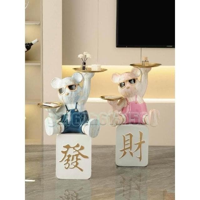 招財卡通擺件 暴力熊托盤 落地大擺件 客廳茶几 家居電視櫃 開業禮物 喬遷裝飾禮品 樹脂電視櫃 客廳茶几桌子