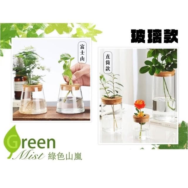 【綠色山嵐】水耕瓶 塑膠花盆 水培瓶 懶人花盆 水養植物瓶 辦公室植物瓶 造型水培花盆 水耕盆栽