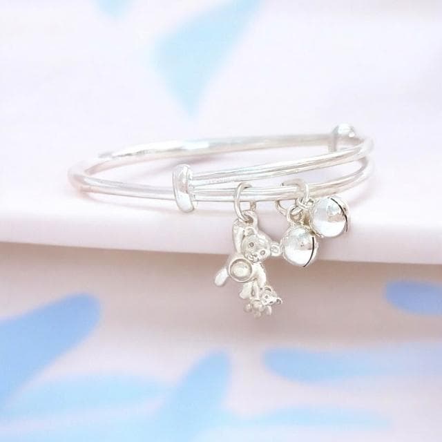 【珠兒綠】999純銀大熊小熊搖鈴手鐲 嬰兒|兒童|成人尺寸 純銀手鐲 彌月禮物 周歲禮物 新年禮物