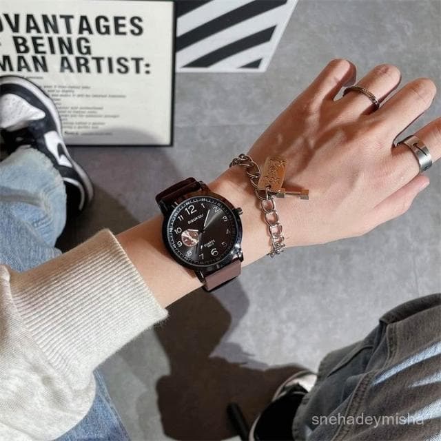 潮流帥氣高級感手錶男女款高中學生簡約防水高顔值小衆冷淡風情侶