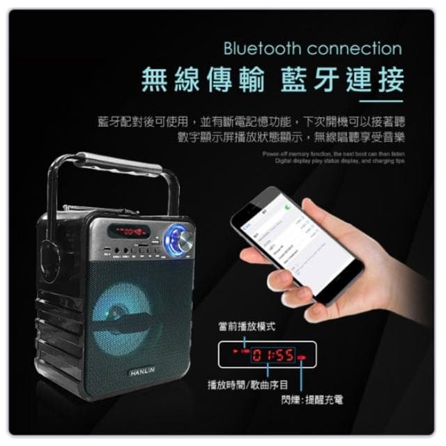 【HANLIN】領券折 HANLIN-LBT1 擴音收音5寸藍芽音響 FM 收音機 充電式藍芽喇叭 擴音手提 大聲公