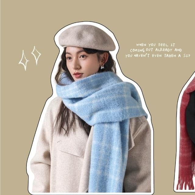 【ZOII 佐壹】溫柔格紋羊毛大圍巾 羊毛圍巾 格紋圍巾 冬季圍巾 保暖圍巾 賞雪 禦寒 秋冬圍巾#322040