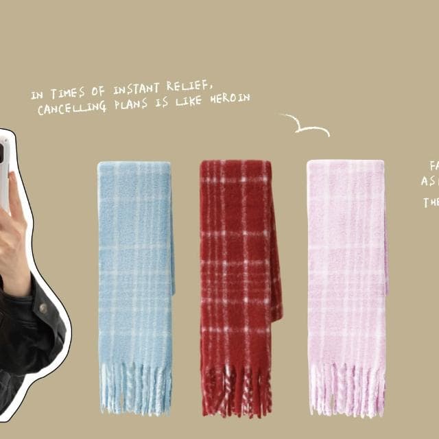 【ZOII 佐壹】溫柔格紋羊毛大圍巾 羊毛圍巾 格紋圍巾 冬季圍巾 保暖圍巾 賞雪 禦寒 秋冬圍巾#322040