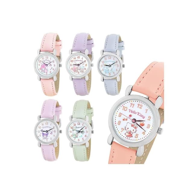 【SANRIO 三麗鷗】三麗鷗 手錶 兒童手錶 皮革 高質感 凱蒂貓 美樂蒂 雙子星 酷洛米 帕洽狗 大耳狗 日本正版 該該貝比日本精品