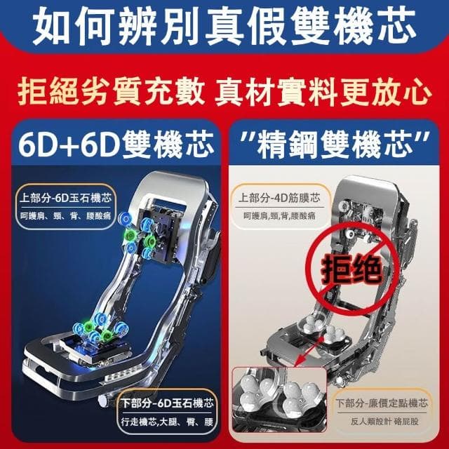【宅造印象】按摩椅 6頭+6頭玉石雙機芯旗艦款按摩揉捏太空艙 上下游走/護膝熱敷/泰式拉筋 仿生揉感
