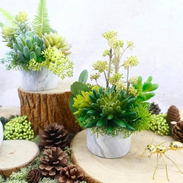 【HUGO DECO 榆果傢飾】果實枝多肉組合香氛植物(擬真植物/人造盆栽/綠化/佈置/禮物)