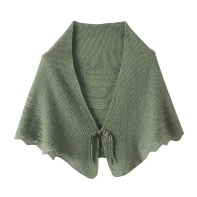 比比優精選 純羊毛披肩 女外搭 镂空薄款 小中式盤扣 打結圍巾絲巾旗袍