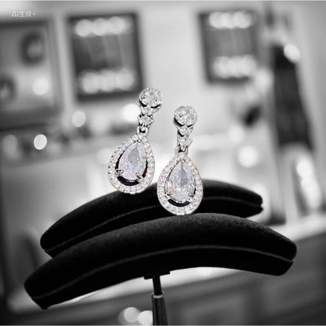 {遇見臻品}BG463耳夾耳針水滴耳環復古優雅耳環冷淡風耳夾鑲鑽水滴形耳環耳墜鑽水滴耳飾品鑲鑽氣質耳環復古風耳環造型耳環