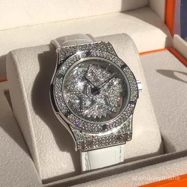 曉君精選 七夕情人節禮物送女友奢華滿天星手錶女款輕奢小衆鏤空旋轉石英錶