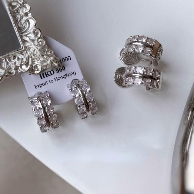 雙層C鋯石耳環 無耳洞耳夾 耳針 夾式耳環 盤蚊香耳環 愛心耳環 多款可選 耳環女 耳飾 不易過敏-23