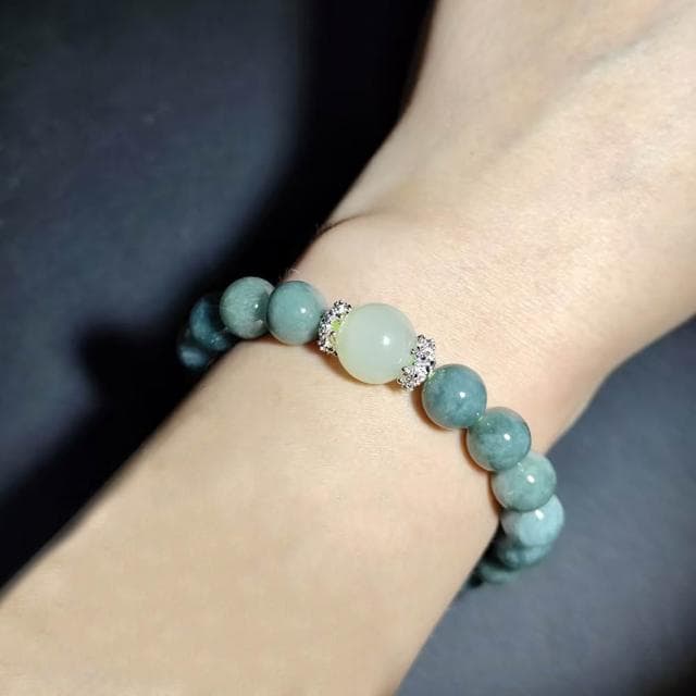 【Paiya 派亞】原創設計天然大顆粒9.5mm翡翠A貨和田玉/白水晶手串手鍊 二選一