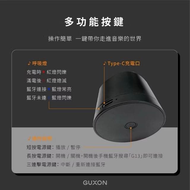 GUXON 聲立方 磁吸藍芽喇叭 防潑抗水 藍芽喇叭 藍芽音響 戶外音箱 車用音響 TWS雙聲道 藍芽5.4 金屬質感