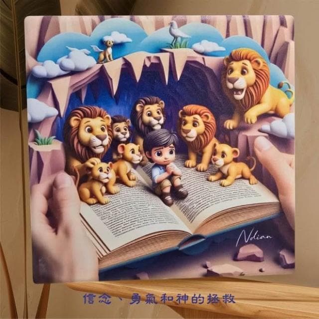【但以理獅子坑】 杯墊 基督教福音禮品 受洗 生日禮物搬家喬遷 聖經故事 恩典之約禮物店