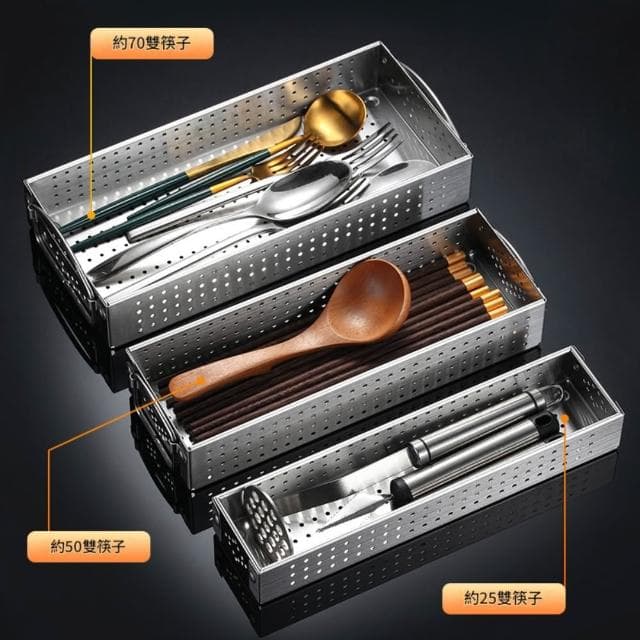 【廚Fun】304不鏽鋼匙筷瀝水籃 餐具整理盒 筷盒 餐具盒 不鏽鋼瀝水盒 筷籠 餐具籃 餐具收納盒 刀叉收納盒 廚房瀝水籃 瀝水盒