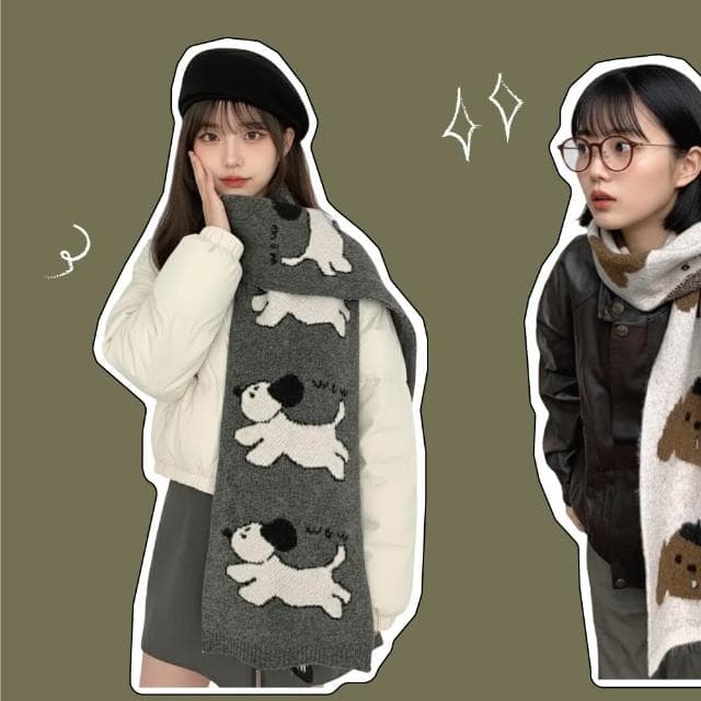 【ZOII 佐壹】小狗樂園保暖圍巾 保暖 圍巾 冬季圍巾 保暖圍巾 賞雪 禦寒 秋冬圍巾 毛線圍巾 #322046