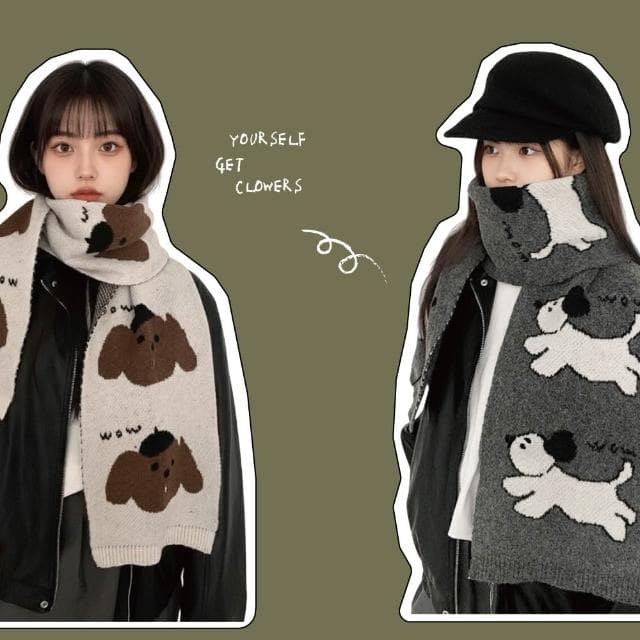 【ZOII 佐壹】小狗樂園保暖圍巾 保暖 圍巾 冬季圍巾 保暖圍巾 賞雪 禦寒 秋冬圍巾 毛線圍巾 #322046