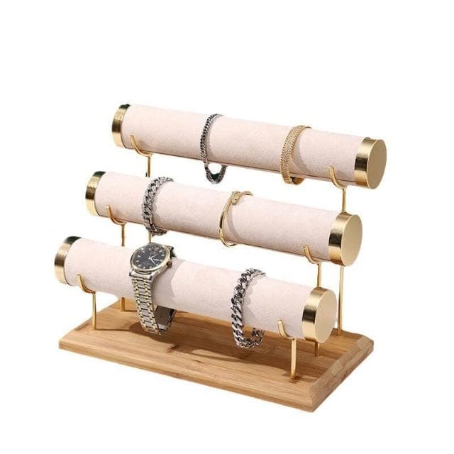 比比優 創意手串展示架階梯多層項鏈手鏈手表收納架高級感絨面輕奢首飾架
