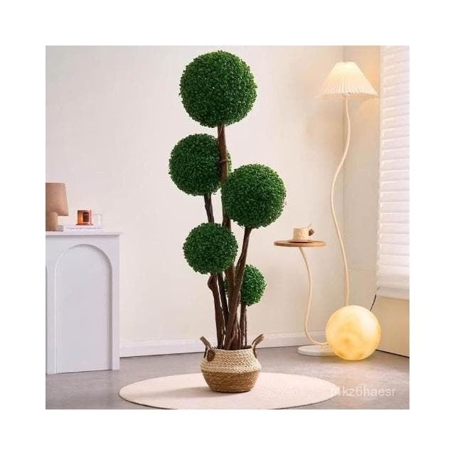 塑料植物 仿真樹 仿真花 仿真球型植物仿生綠植盆栽高端輕奢室內客廳落地米蘭假樹擺件00