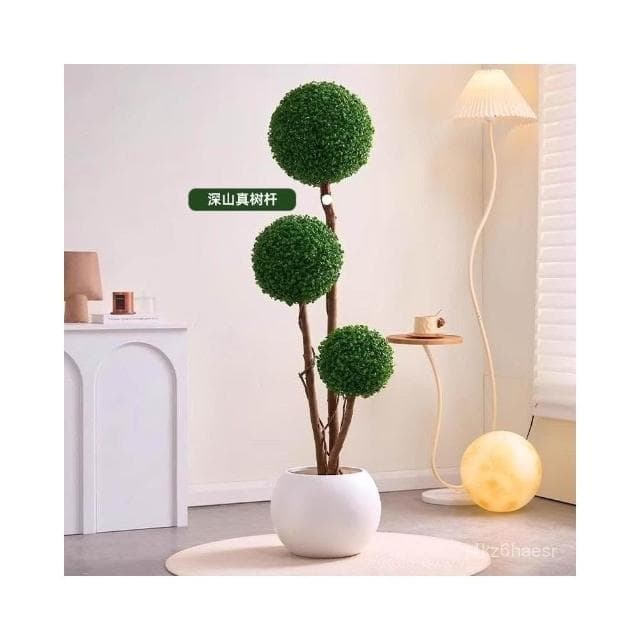 塑料植物 仿真樹 仿真花 仿真球型植物仿生綠植盆栽高端輕奢室內客廳落地米蘭假樹擺件00