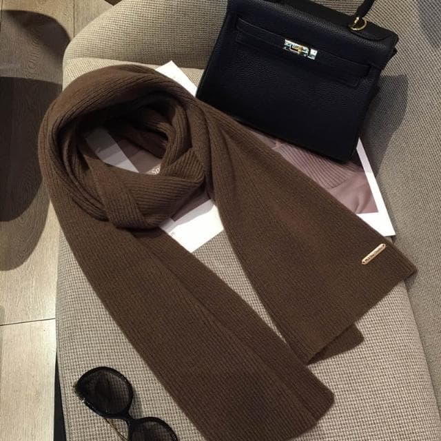 梵花 韓系美拉德色百搭100%純羊毛圍巾女加長披肩情侶純色羊絨圍脖