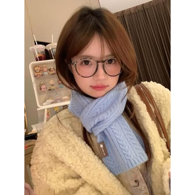 梵花 軟糯不紮含羊毛小圍巾女冬季毛線學生親子圍脖小巧