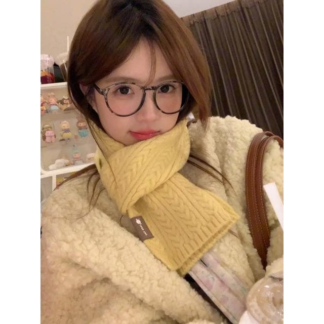 梵花 軟糯不紮含羊毛小圍巾女冬季毛線學生親子圍脖小巧