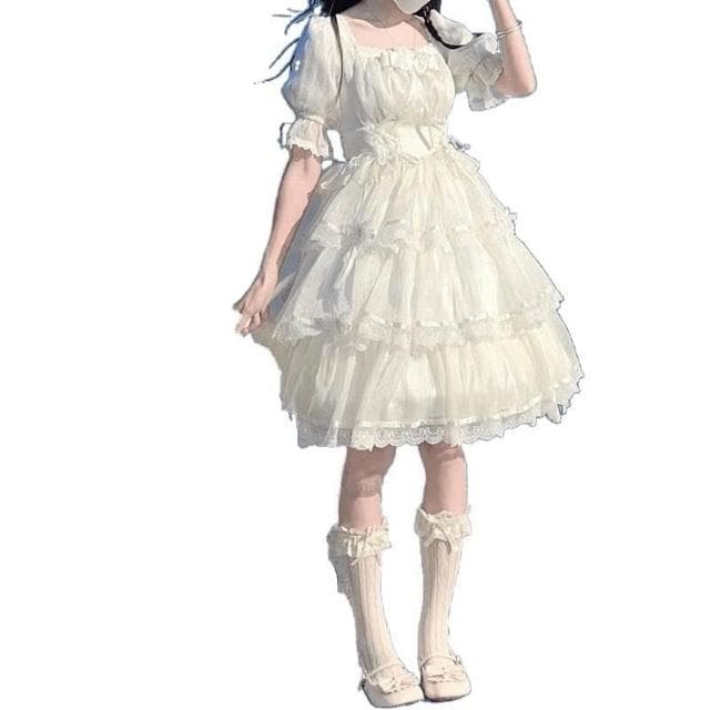 鑫奥精品 免運 lolita洛麗塔連衣裙夏季op仙女生日裙花嫁三段式在逃公主