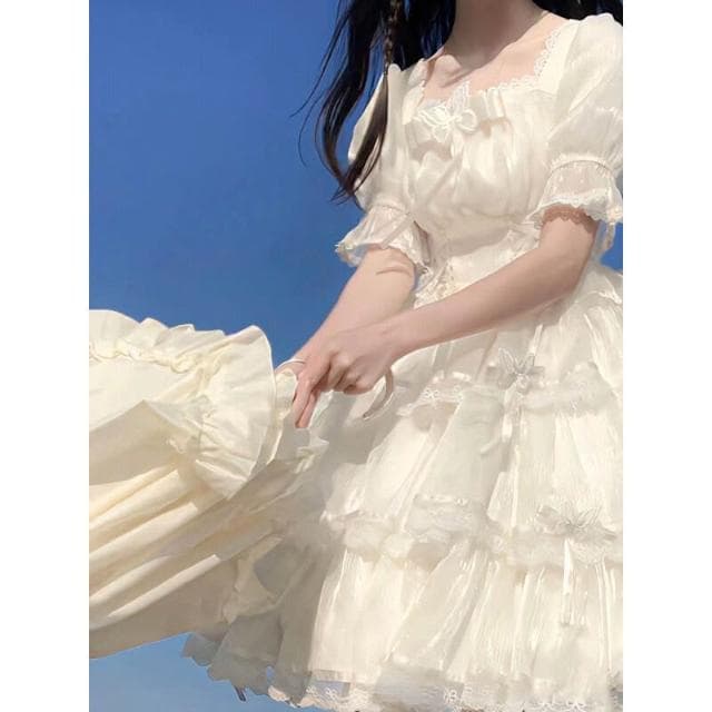 鑫奥精品 免運 lolita洛麗塔連衣裙夏季op仙女生日裙花嫁三段式在逃公主