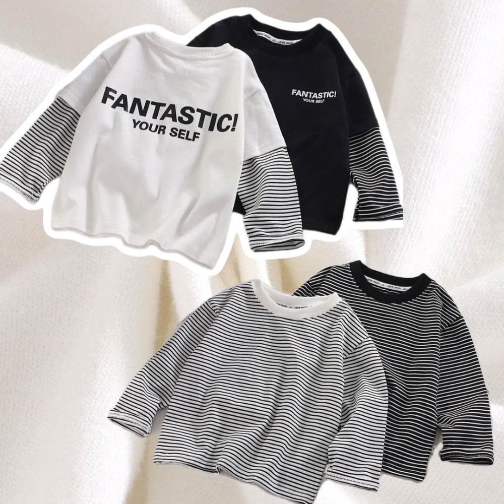 【Arbea】兒童純棉長袖T卹中小童假兩件打底衫春秋男女童韓版休閒百搭上衣【C1303】