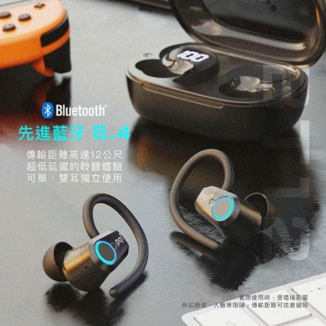 【PQI 勁永】BT12 耳掛式真無線耳機(黑)