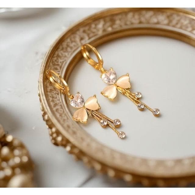 {遇見臻品}BG471三葉草蘇耳環氣質百搭心型耳扣三葉草流蘇耳環長款氣質耳環造型耳環優雅氣質金屬耳環日韓流行時尚耳環耳飾