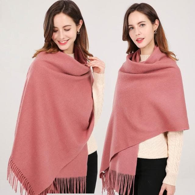 比比優 100%羊毛披肩女冬季紅色圍巾高級感新款百搭保暖兩用高端禮物