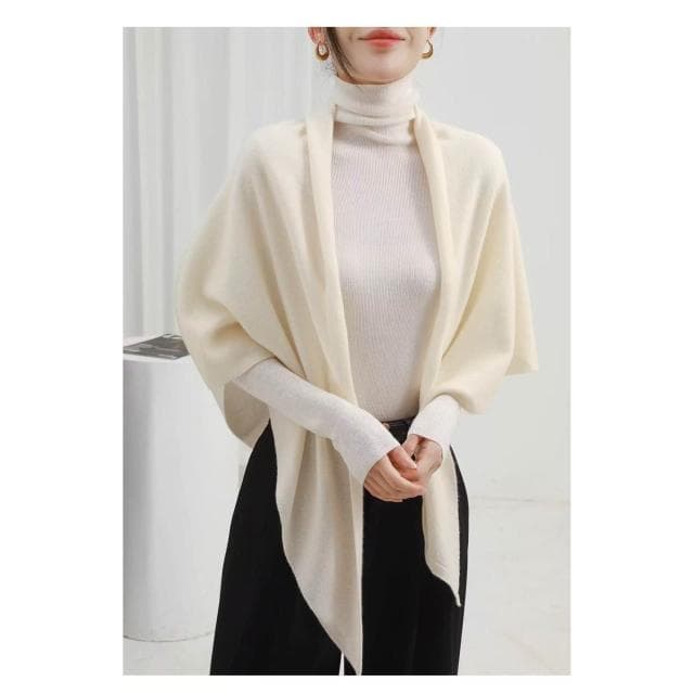好夢想精品館  萬能披肩加長加寬100羊毛三角巾女 針織開衫保暖護頸圍巾坎肩