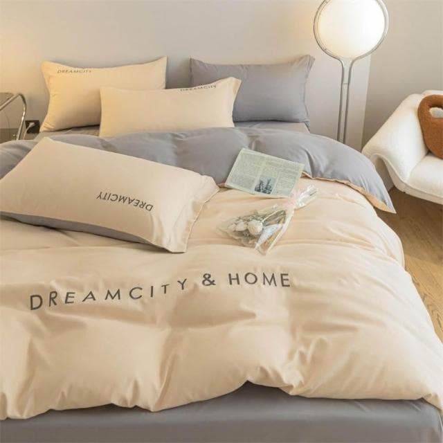 【Arvo Home 蒔桄家居】滑棉感刺繡床包被套四件組-雙人/加大(質感床包 刺繡被套床包 裸睡床包  薄被套床包 床包＋枕套＋被套四件組)