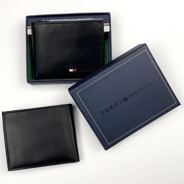 【TOMMY HILFIGER】衝評 TOMMY HILFIGER 短夾 黑色 皮夾 卡夾 含外盒 錢包 送禮 #2312