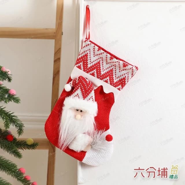 【六分埔禮品】27*18cm拿聖誕樹枝人物聖誕襪-多款任選(聖誕節擺飾耶誕節居家節慶配件節慶裝飾聖誕襪禮物襪)