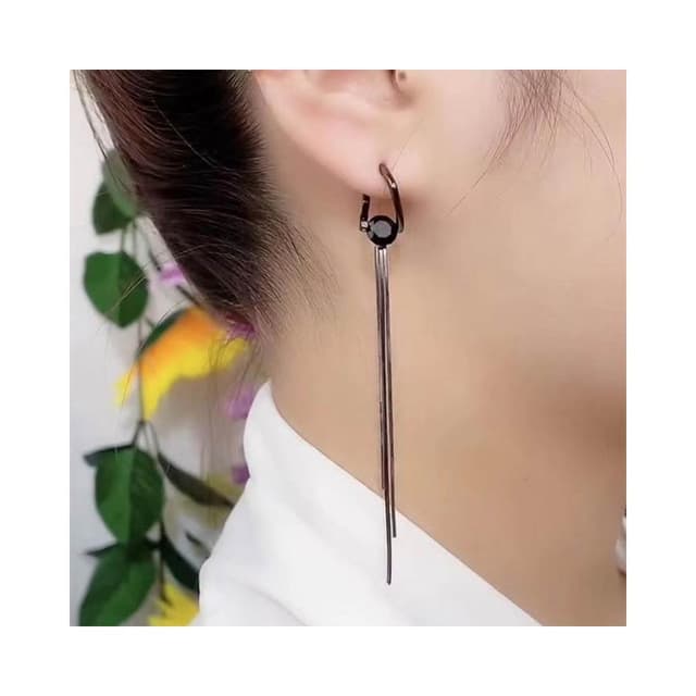 {遇見臻品}BG449黑色三角復古黑金流蘇耳飾設計黑色克拉鋯石流蘇耳環耳線個性長耳環超仙顯臉瘦耳飾銀針耳環鑲鑽氣質耳環