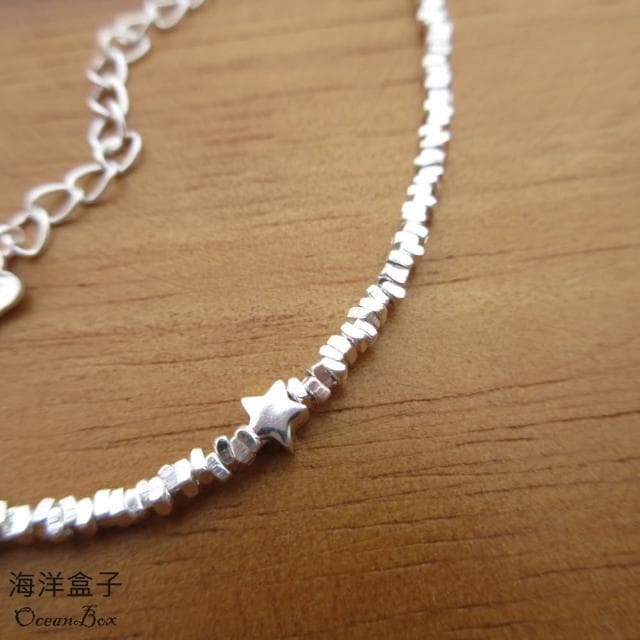 【海洋盒子】閃亮碎銀子星星S999足銀純銀手鍊.女用手鍊.聖誕禮物.交換禮物