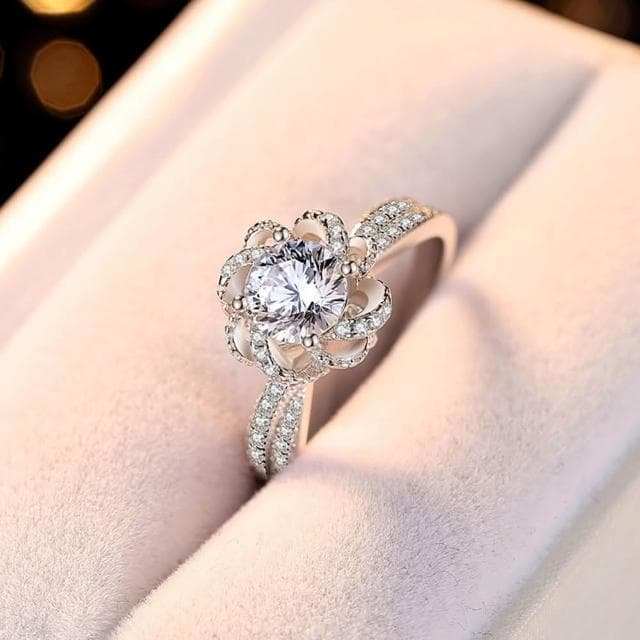【米蘭精品】現貨+預購 莫桑鑽戒指925純銀銀飾-1ct玫瑰花苞八心八箭情人節生日禮物女飾品73yk116
