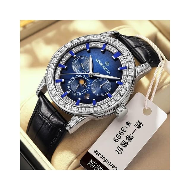 路易爵倫表王系列時尚男士機械表防水夜光真皮錶帶腕錶批發