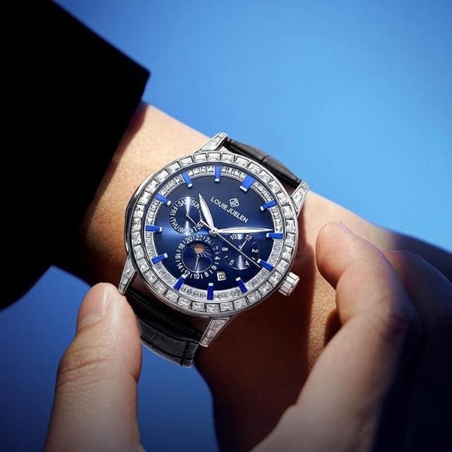 路易爵倫表王系列時尚男士機械表防水夜光真皮錶帶腕錶批發