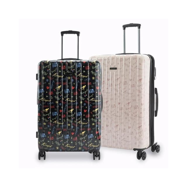 【KANGOL】英國袋鼠 塗鴉滿版防盜拉鍊行李箱(多尺寸任選)